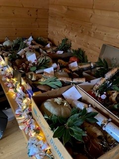 The first is one of the Community Plots with blackberries pruned and Christmas vegetable boxes - 12 boxes were given to participants in the Community Allotment project when we gathered for mince pies just before